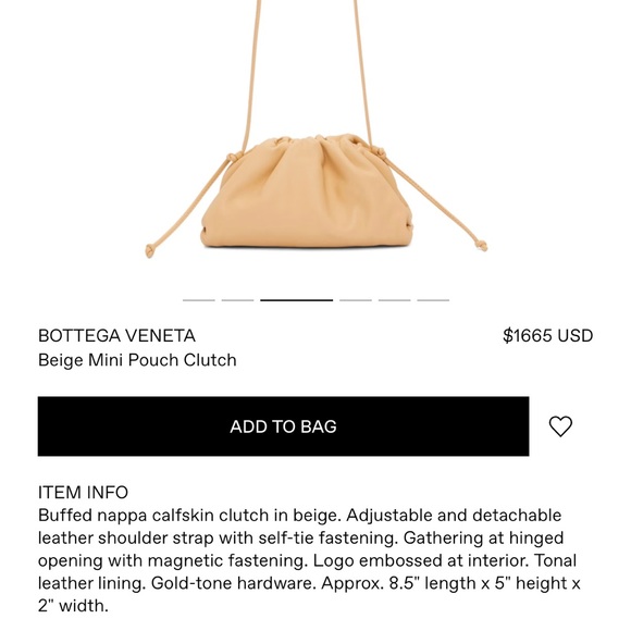 Bottega Veneta Mini Pouch beige color; - Picture 4 of 12